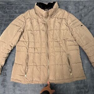 Marc New York Andrew Marc Women 1X Tan Puffer Jacket Water Resistant Quilted Zip